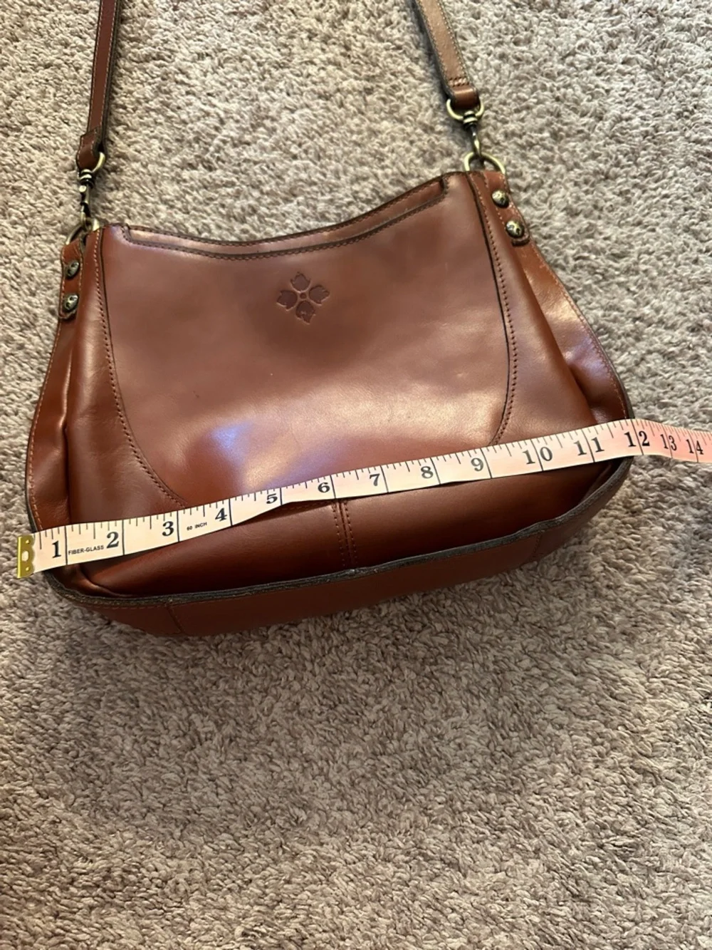 Patricia Nash Caletta Hobo Crossbody Bag - Cognac Leather